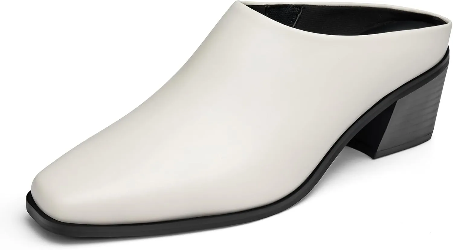 Trary Womens Mules, Closed Square Toe Chunky Heel Mules, Low Block Heel Backless Loafers Shoes, Slip On Mules for Women Dress Party Shoes