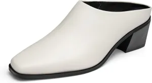 Trary Womens Mules, Closed Square Toe Chunky Heel Mules, Low Block Heel Backless Loafers Shoes, Slip On Mules for Women Dress Party Shoes