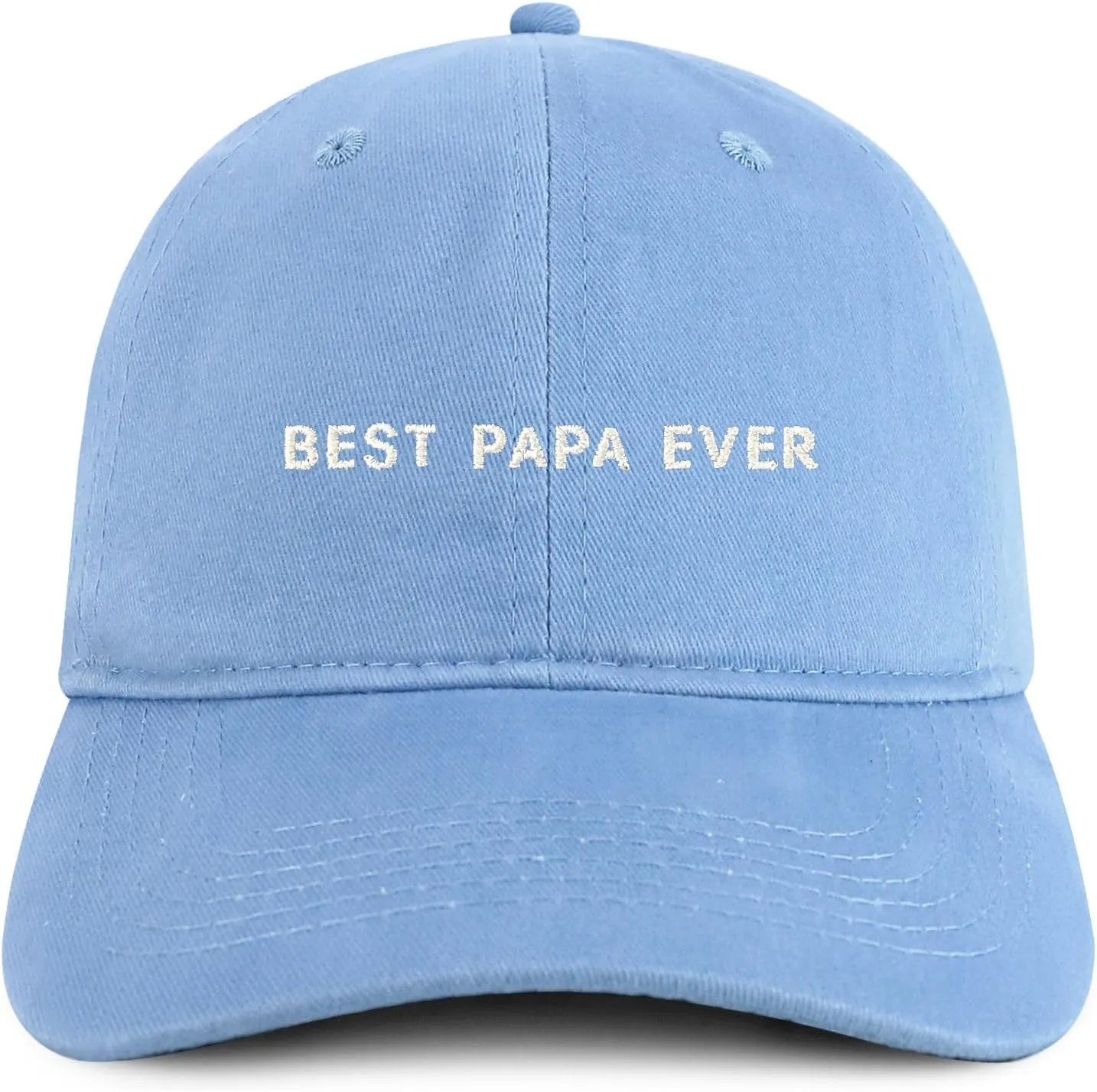 Trendy Apparel Shop Best Papa Ever One Line Embroidered Soft Crown 100% Brushed Cotton Cap