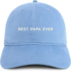Trendy Apparel Shop Best Papa Ever One Line Embroidered Soft Crown 100% Brushed Cotton Cap