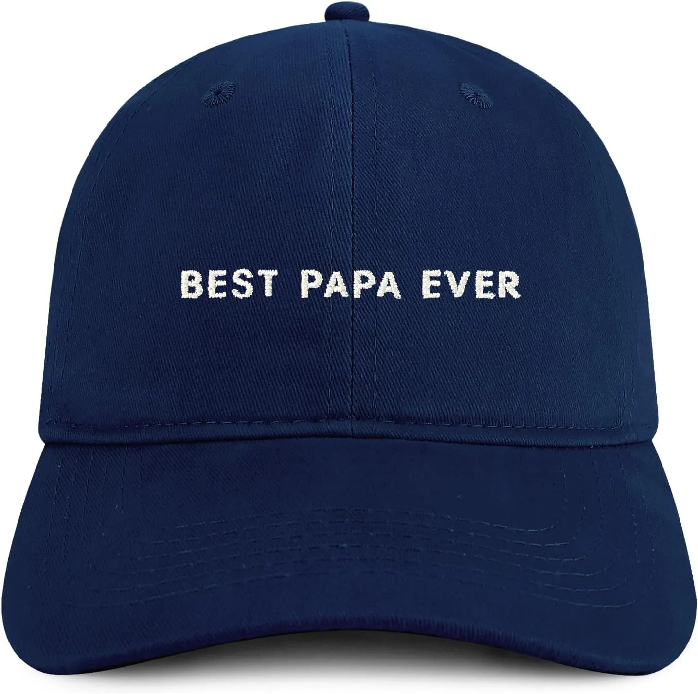 Trendy Apparel Shop Best Papa Ever One Line Embroidered Soft Crown 100% Brushed Cotton Cap