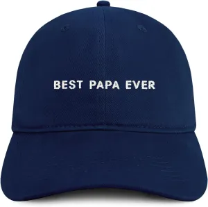 Trendy Apparel Shop Best Papa Ever One Line Embroidered Soft Crown 100% Brushed Cotton Cap
