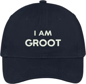 Trendy Apparel Shop I Am Groot Embroidered Soft Low Profile Adjustable Cotton Cap