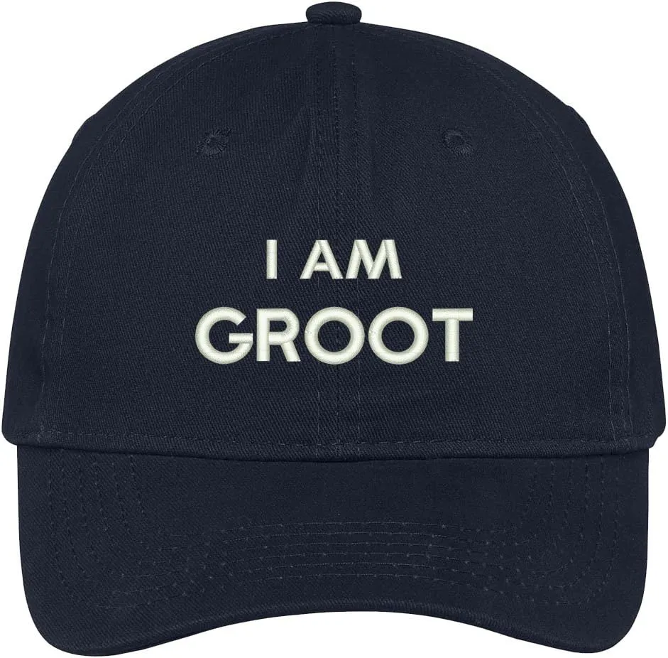 Trendy Apparel Shop I Am Groot Embroidered Soft Low Profile Adjustable Cotton Cap