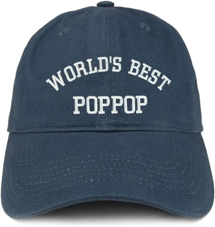 Trendy Apparel Shop World's Best Poppop Embroidered Low Profile Soft Cotton Baseball Cap