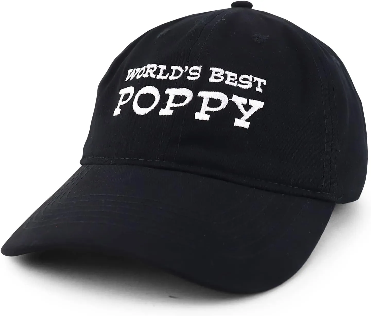 Trendy Apparel Shop World's Best Poppy Embroidered Soft Crown 100% Brushed Cotton Cap