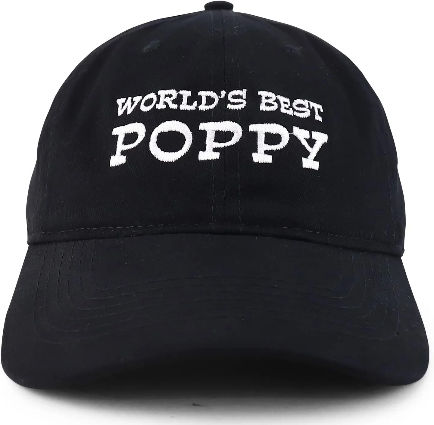 Trendy Apparel Shop World's Best Poppy Embroidered Soft Crown 100% Brushed Cotton Cap
