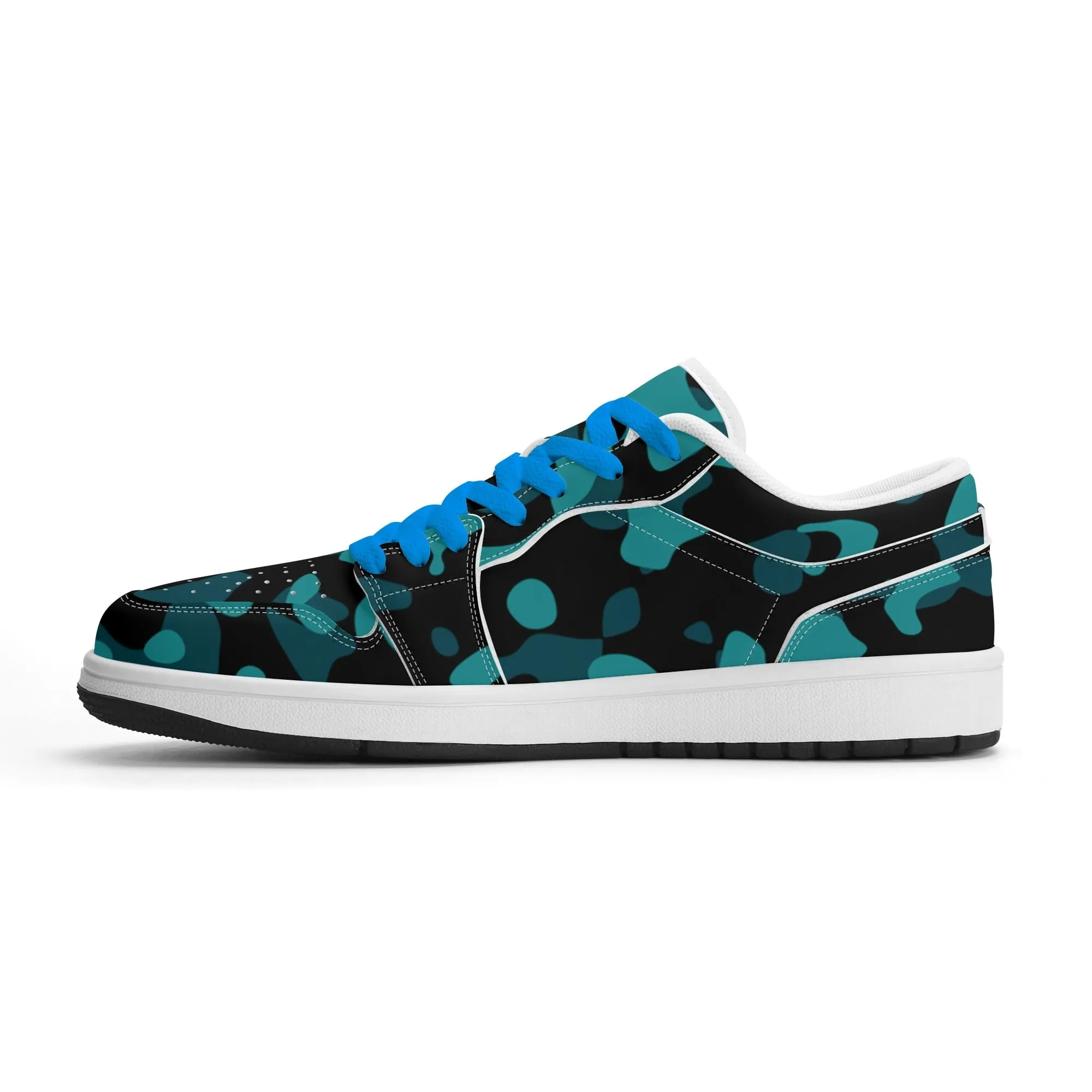 Türkis Camouflage Low Top Leder Sneaker für Damen