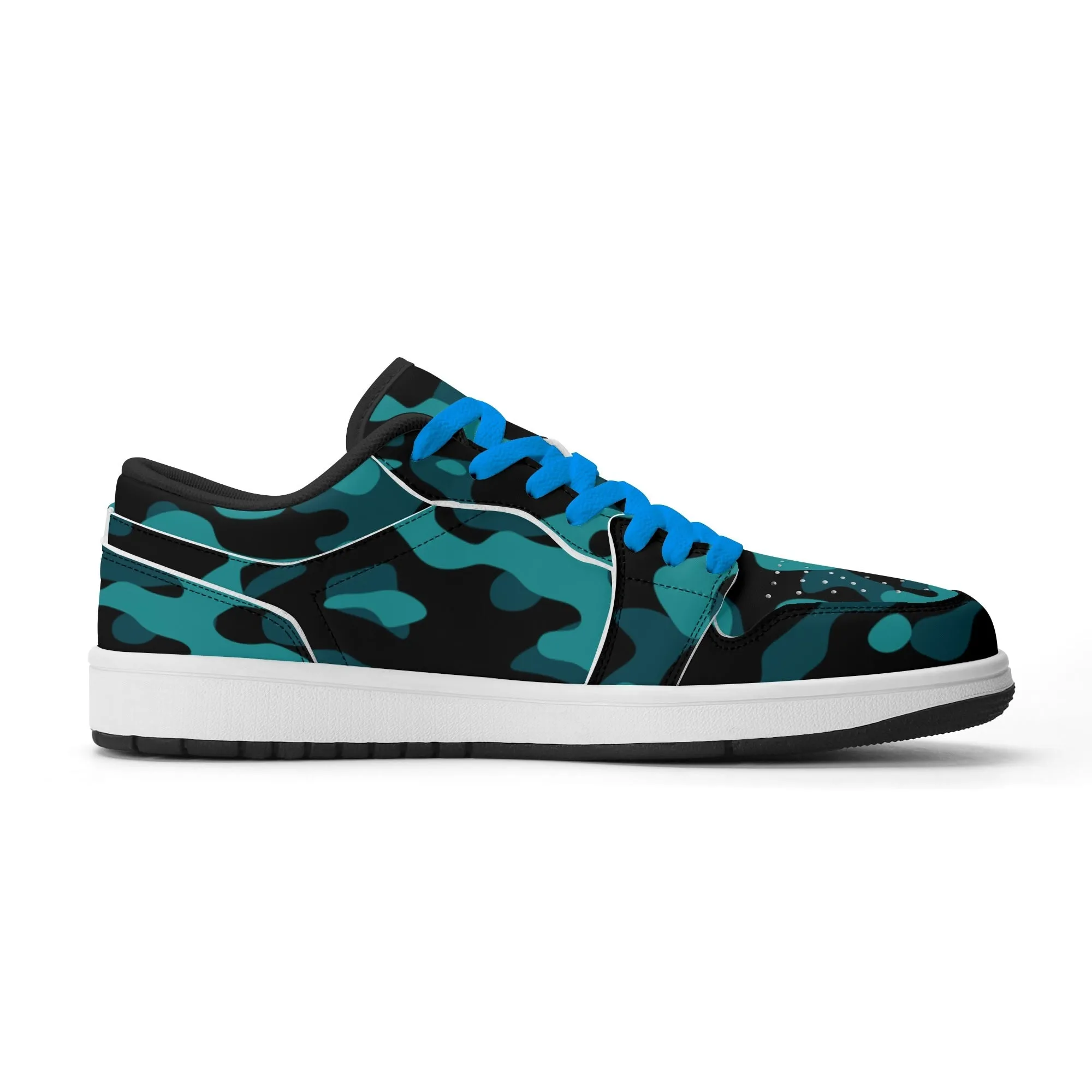 Türkis Camouflage Low Top Leder Sneaker für Damen
