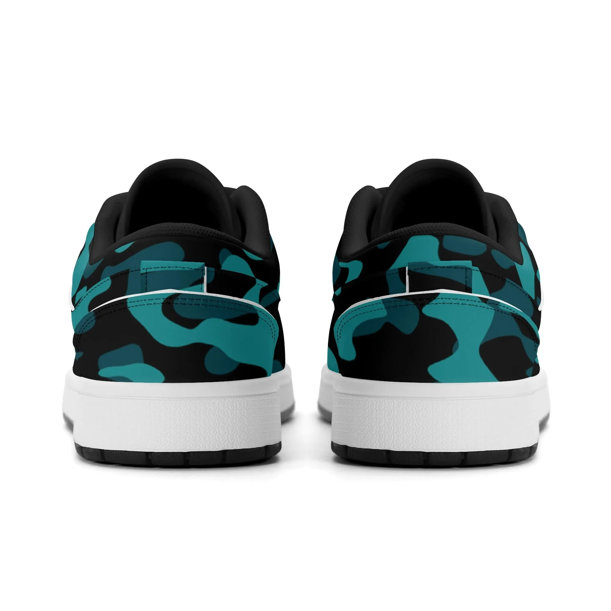 Türkis Camouflage Low Top Leder Sneaker für Damen