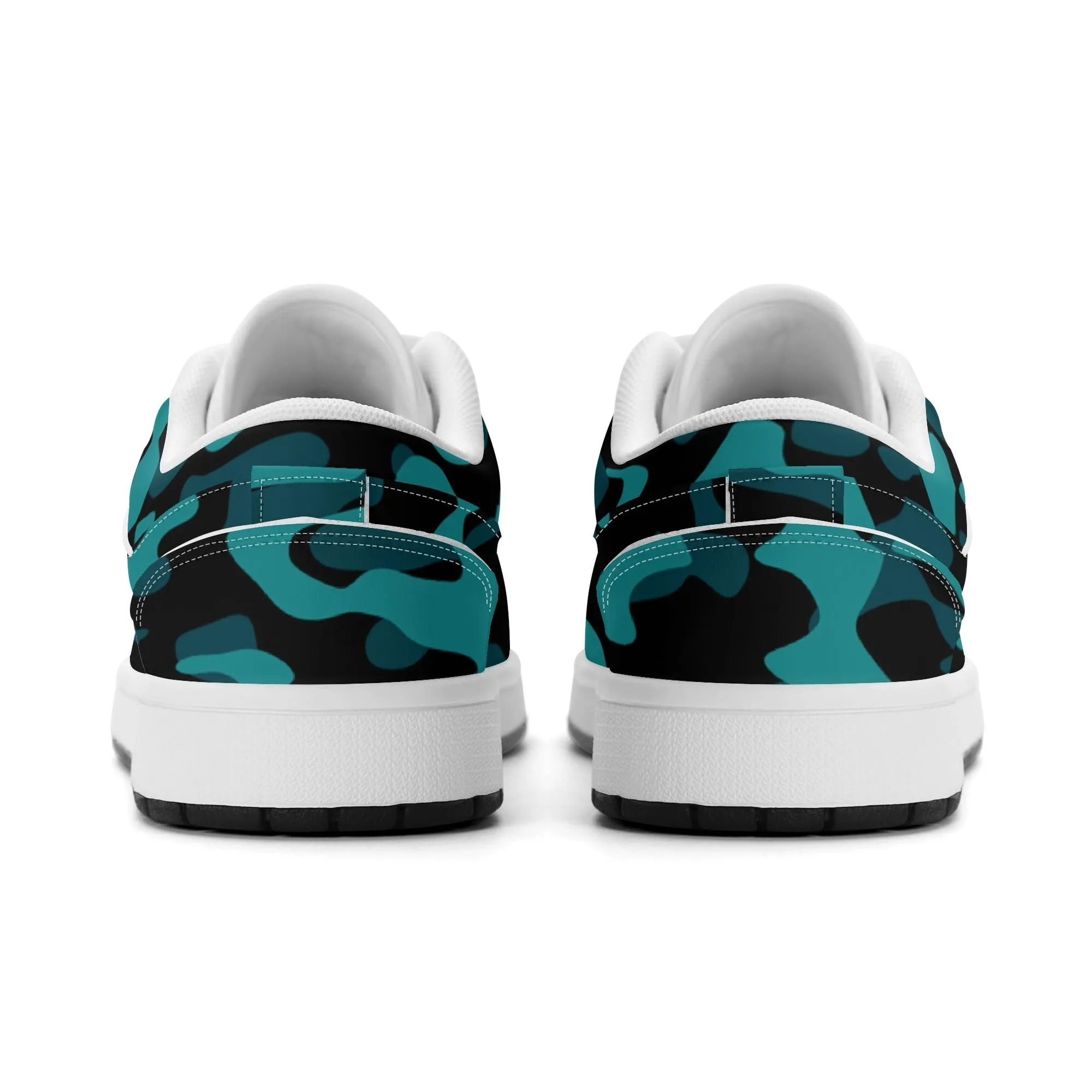 Türkis Camouflage Low Top Leder Sneaker für Damen