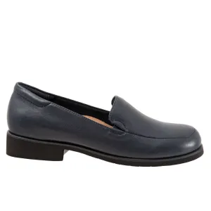 Trotters Jaiden T2058-400 Womens Blue Wide Leather Loafer Flats Shoes