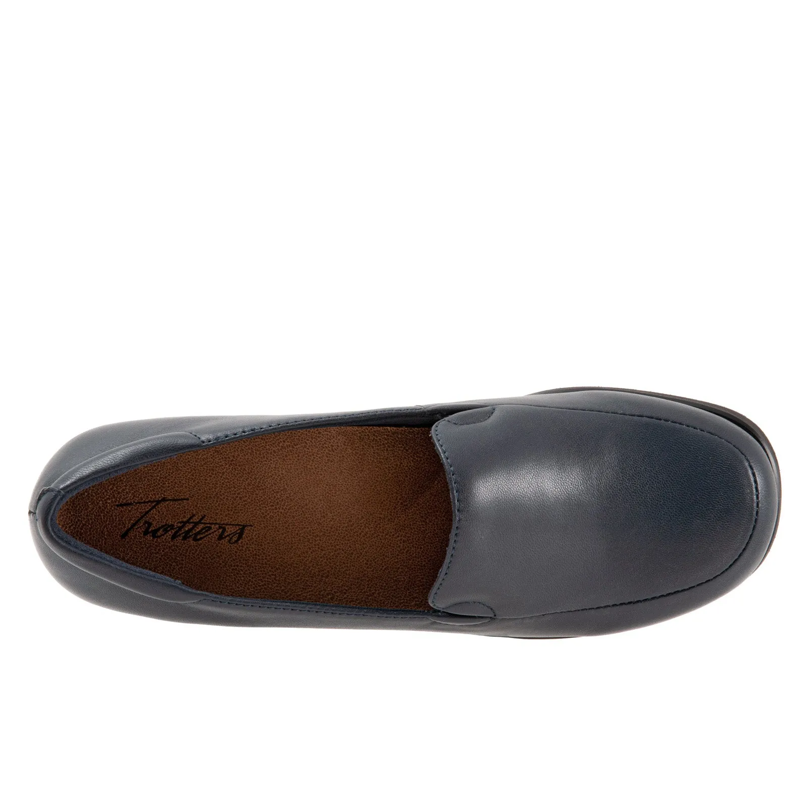 Trotters Jaiden T2058-400 Womens Blue Wide Leather Loafer Flats Shoes