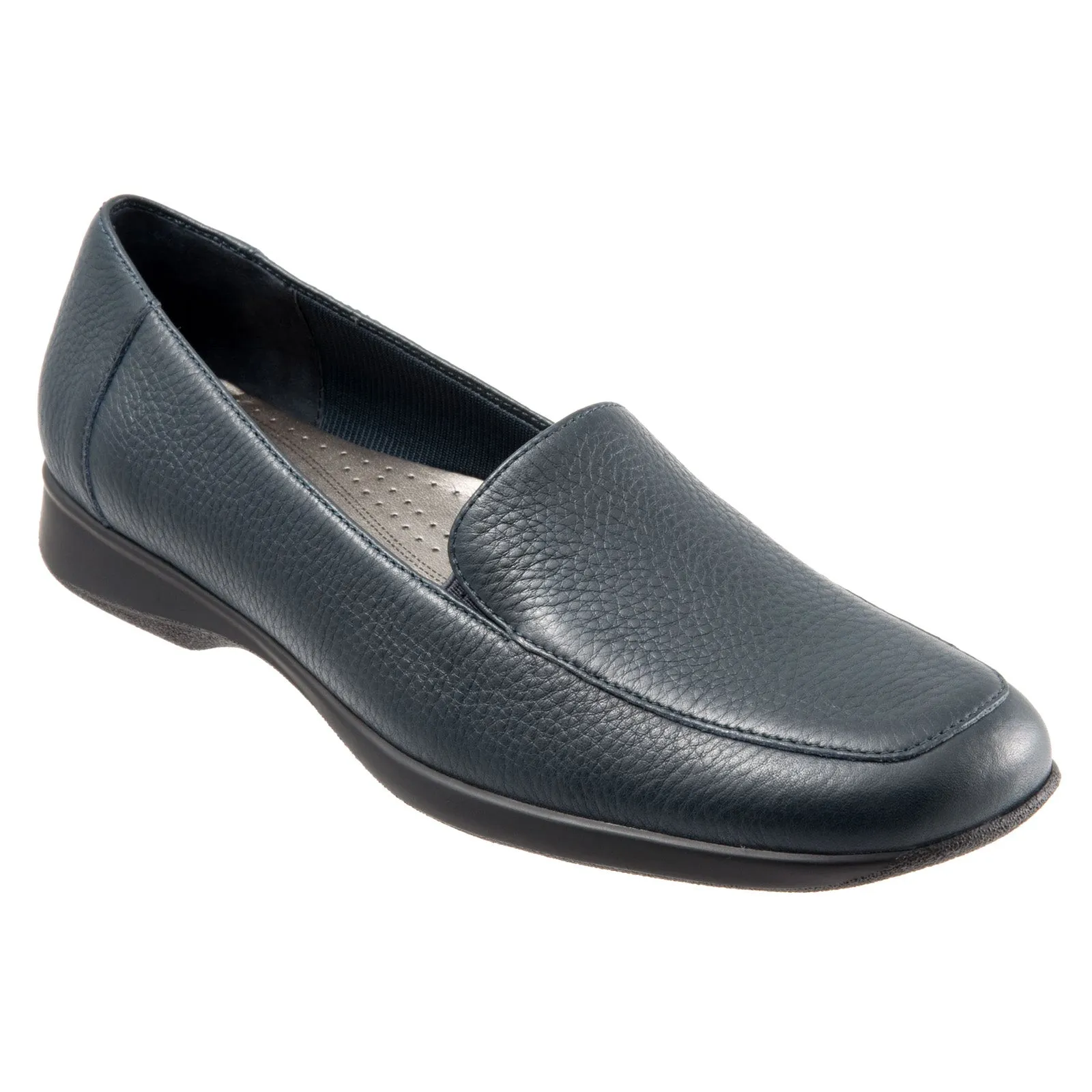 Trotters Jenn T9521-400 Womens Blue Extra Wide Leather Loafer Flats Shoes