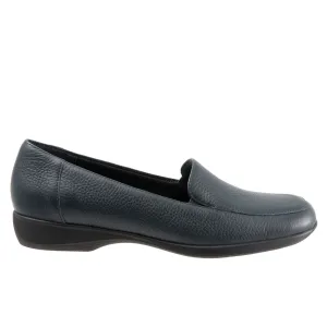 Trotters Jenn T9521-400 Womens Blue Extra Wide Leather Loafer Flats Shoes