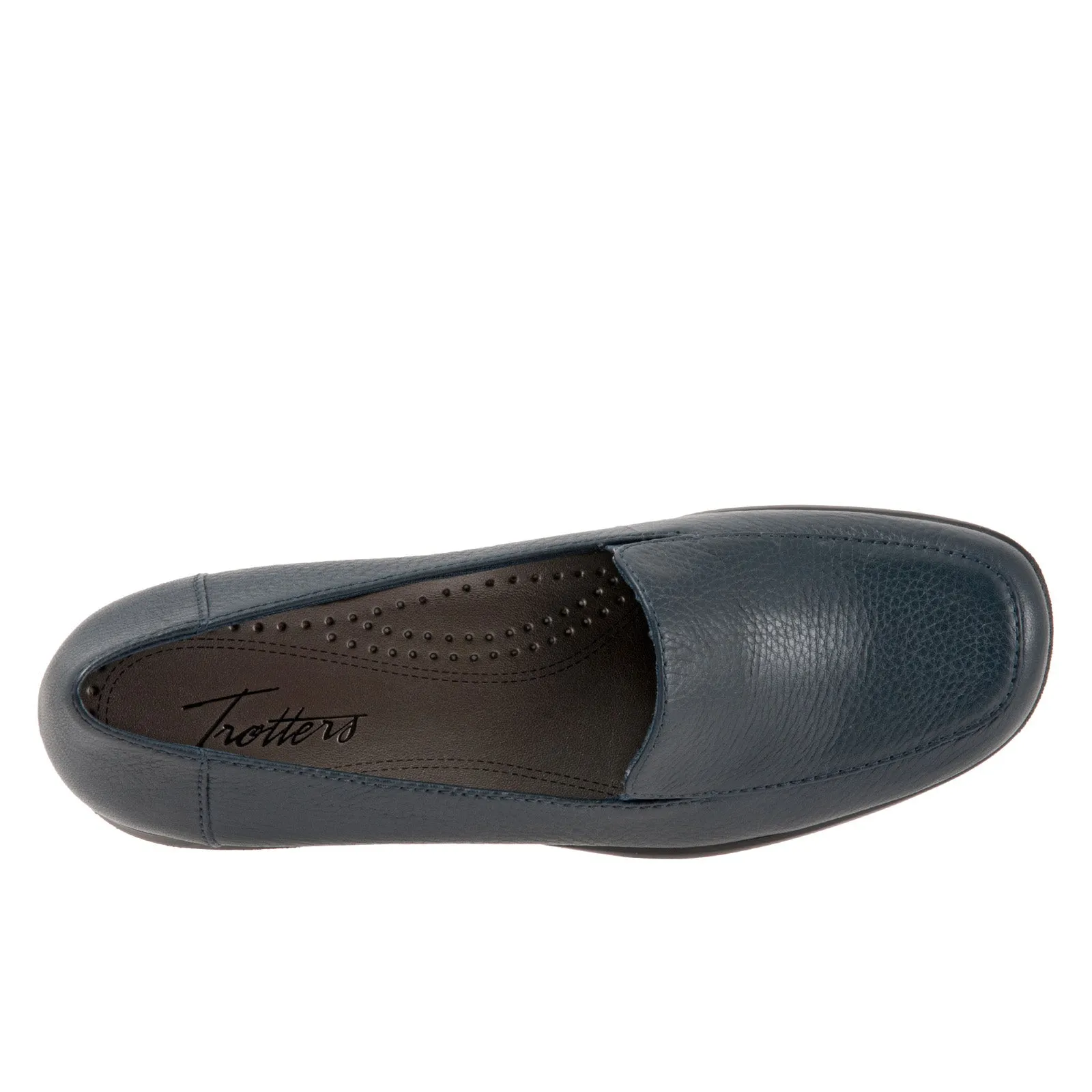 Trotters Jenn T9521-400 Womens Blue Extra Wide Leather Loafer Flats Shoes