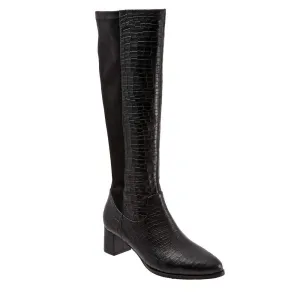 Trotters Women's Boot Ballet Flat 8 Narrow Black Croco Leather