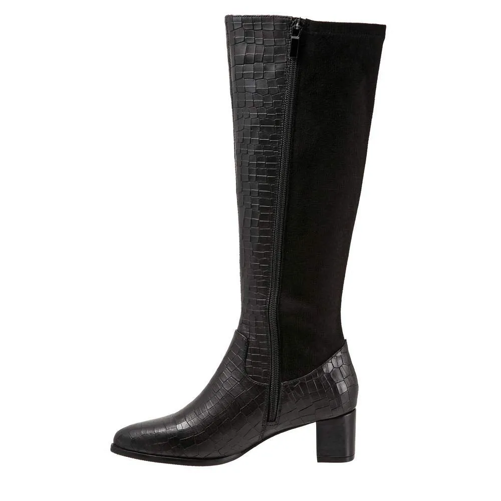 Trotters Women's Boot Ballet Flat 8 Wide Black Croco Leather