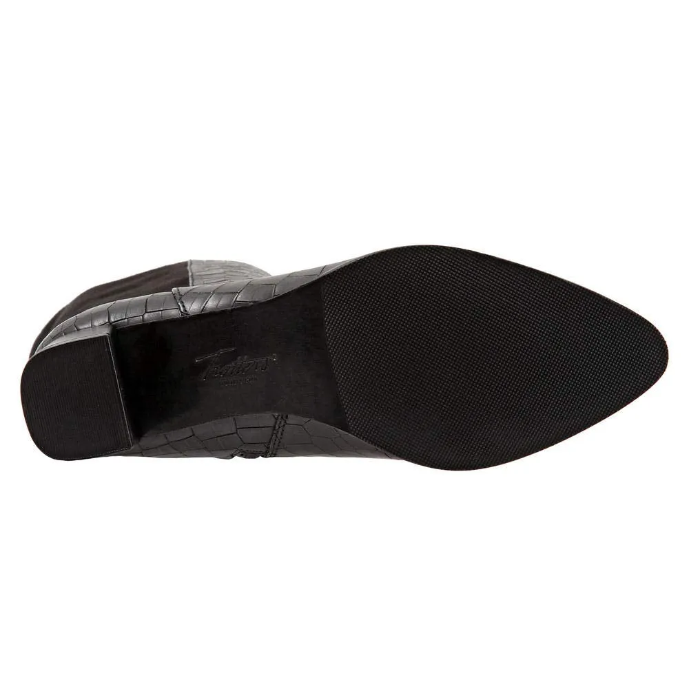 Trotters Women's Boot Ballet Flat 8 Wide Black Croco Leather
