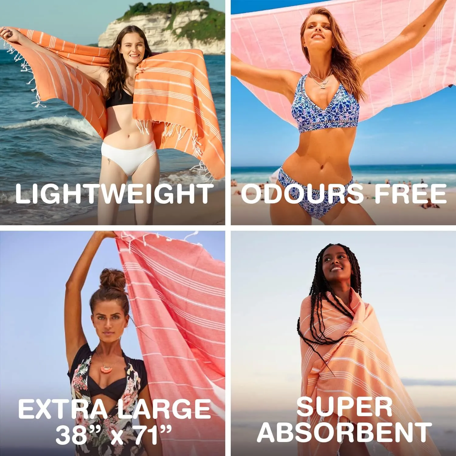 Turkish Beach Towels, Bulk Case of 24 | Oversized, Quick Dry, Sand Free | 100% Cotton, Large 38x71 Towels for Beach, Pool, Travel | Ultra-Soft, Compact, Absorbent | Yellow