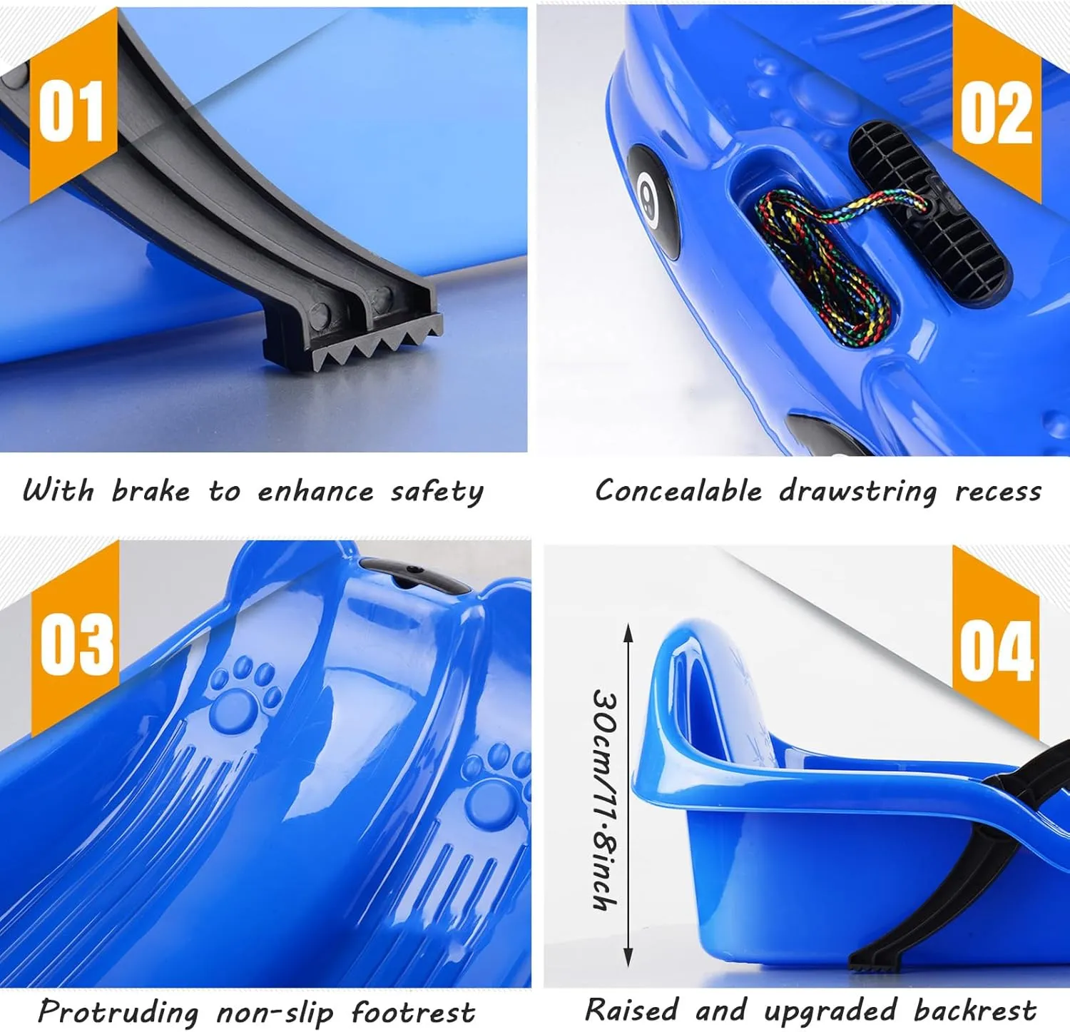 Two-Person, Two-Seater Thickened Sledges, Two-Handle Children's Sledges, Frost-Resistant and Wear-Resistant Sledges, Sledges with Pull Ropes