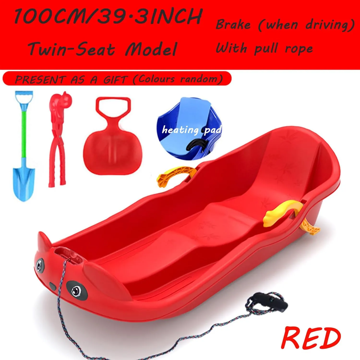 Two-Person, Two-Seater Thickened Sledges, Two-Handle Children's Sledges, Frost-Resistant and Wear-Resistant Sledges, Sledges with Pull Ropes