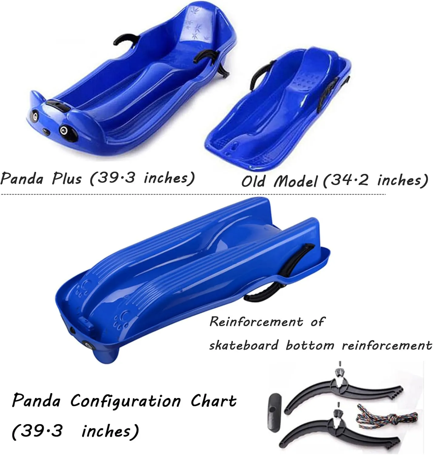 Two-Person, Two-Seater Thickened Sledges, Two-Handle Children's Sledges, Frost-Resistant and Wear-Resistant Sledges, Sledges with Pull Ropes