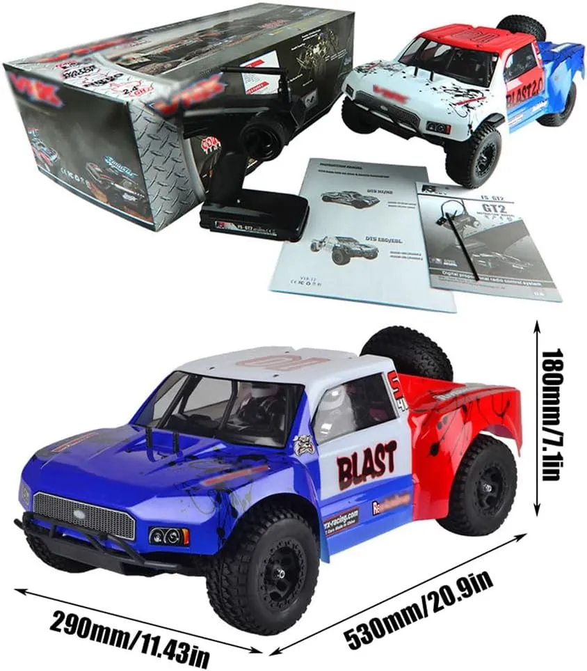 Two-Speed Nitro RC Car for Adult 1/10 20.9IN Gas-Engine Remote Control Truck 70KM/H 2.4G 18CXP Nitro Engine Short Course Rally Vehicle All Terrain Off Road Racing Car 80cc Fuel Tank (White)