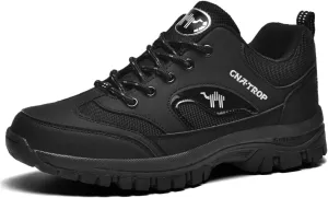 UGOSELEC Men's Low Top Outdoor Walking Hiking Shoes Trekking Sneakers,Comfort Breathable Non-Slip Arch Support Leather Trails Shoes
