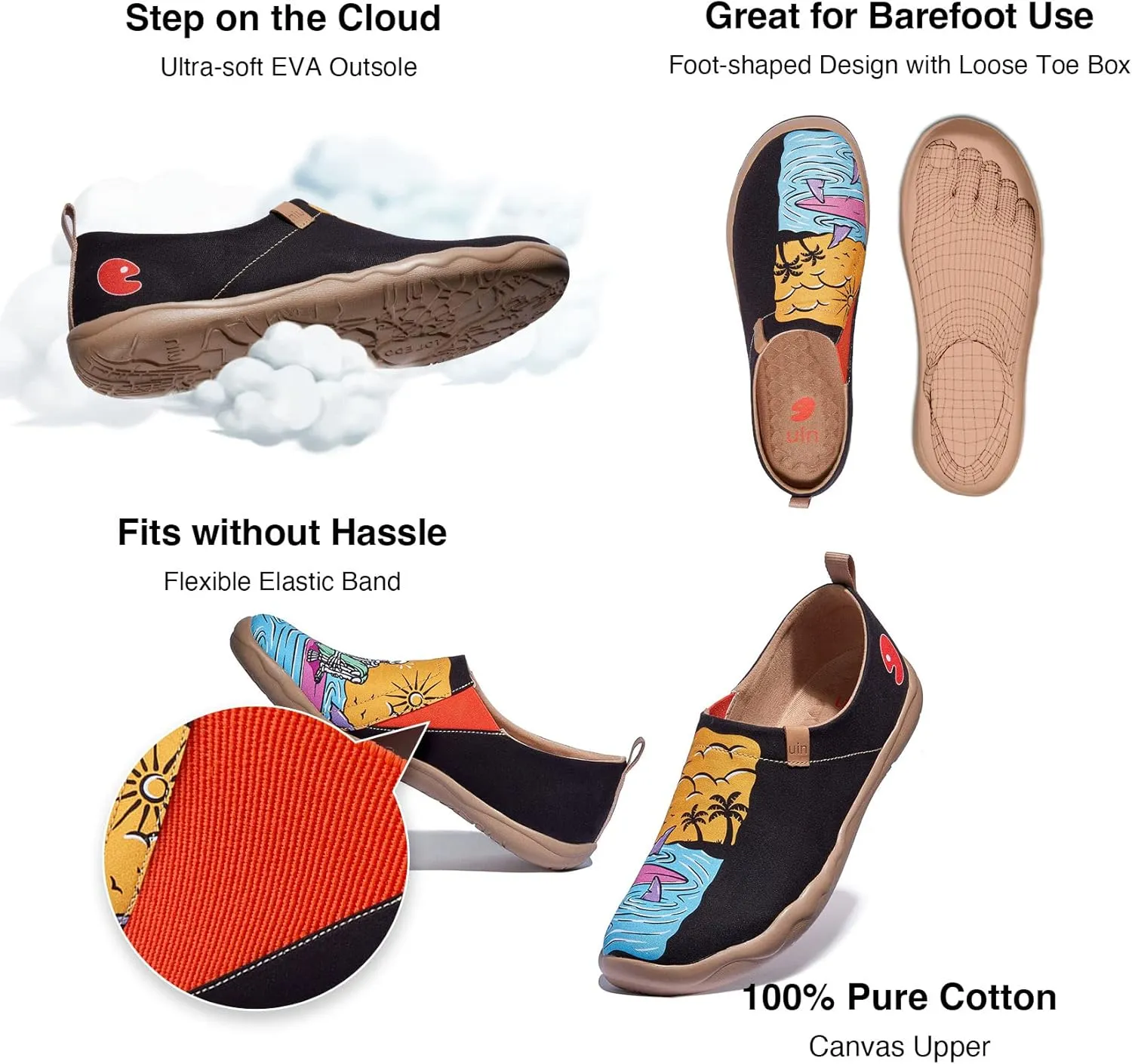 UIN Men's Art Design Travel Shoes Slip On Casual Loafers Stylish Lightweight Comfort Fashion Sneaker