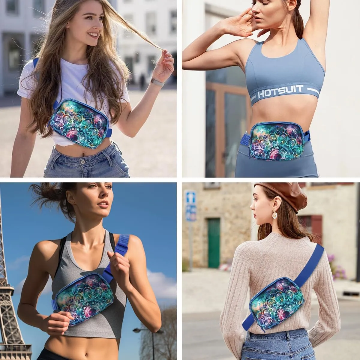 Ultra Lightweight Belt Bag Cute Crossbody Bags for Women Fashion Pattern Waist Packs Waterproof Running Workout Hiking Travel Fanny Pack,Mandala