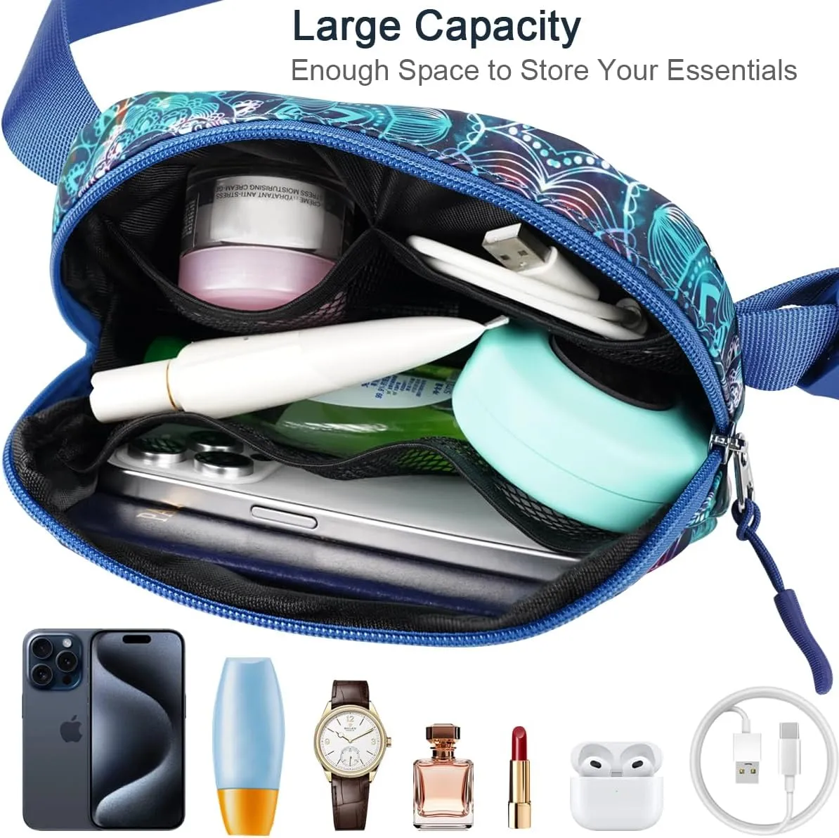 Ultra Lightweight Belt Bag Cute Crossbody Bags for Women Fashion Pattern Waist Packs Waterproof Running Workout Hiking Travel Fanny Pack,Mandala