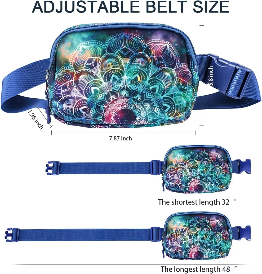 Ultra Lightweight Belt Bag Cute Crossbody Bags for Women Fashion Pattern Waist Packs Waterproof Running Workout Hiking Travel Fanny Pack,Mandala