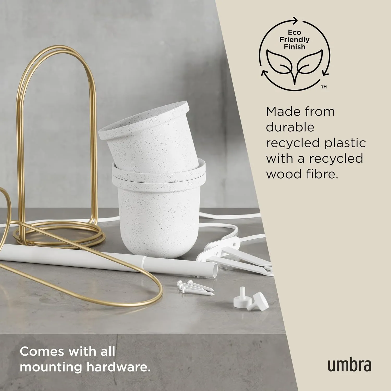 Umbra Triflora Hanging Planter, Set of 5, White/Brass