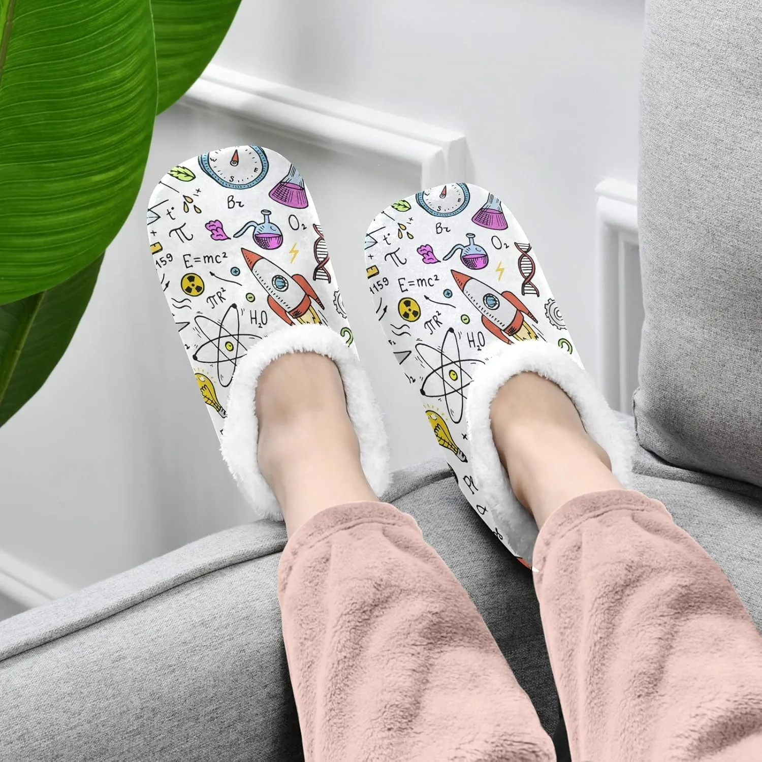 Unisex Fuzzy House Slippers Memory Foam Warm Slip Shoes Fur Lining M-XXL