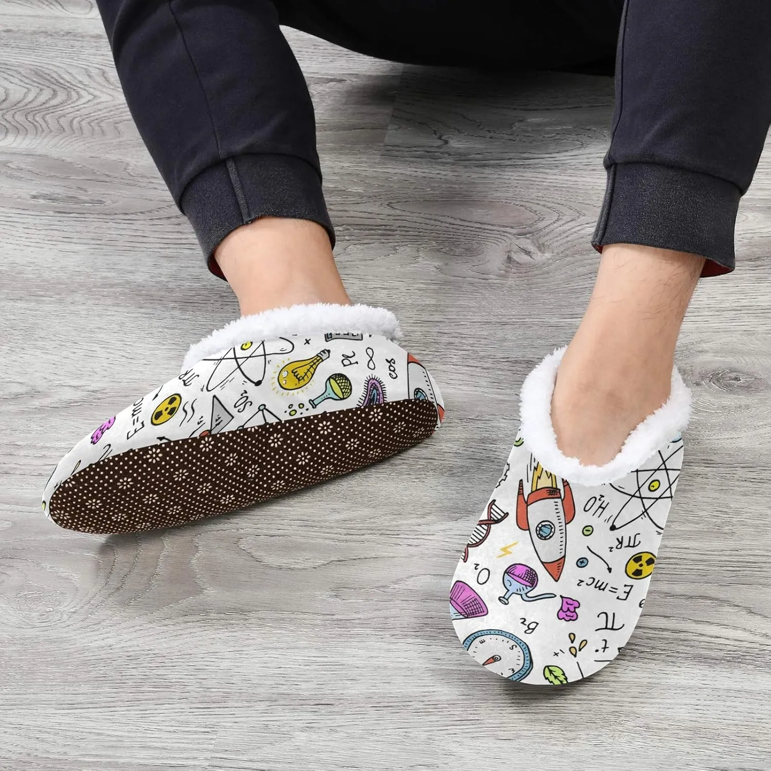 Unisex Fuzzy House Slippers Memory Foam Warm Slip Shoes Fur Lining M-XXL