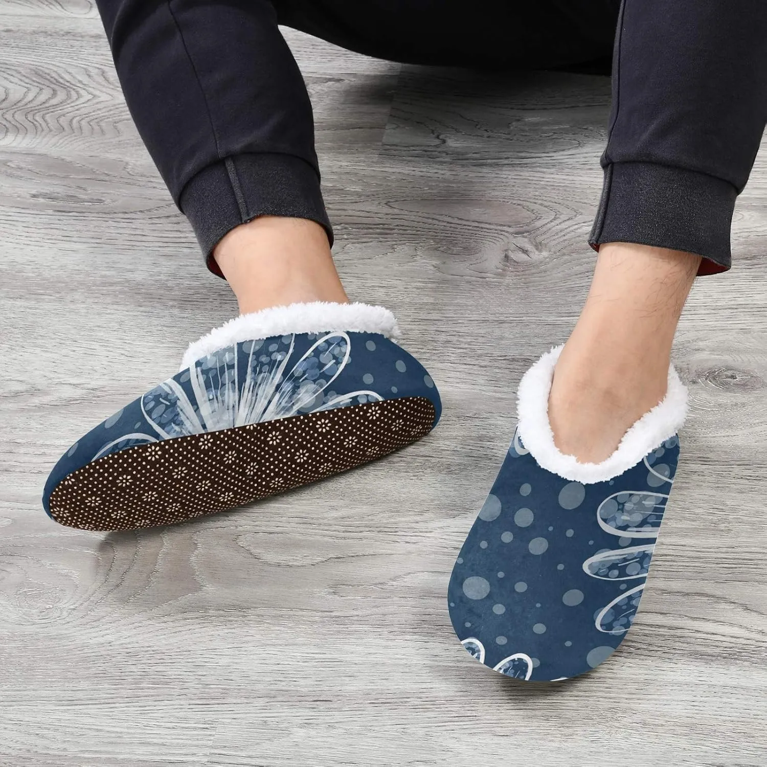 Unisex Fuzzy House Slippers Memory Foam Warm Slip Shoes Fur Lining M-XXL