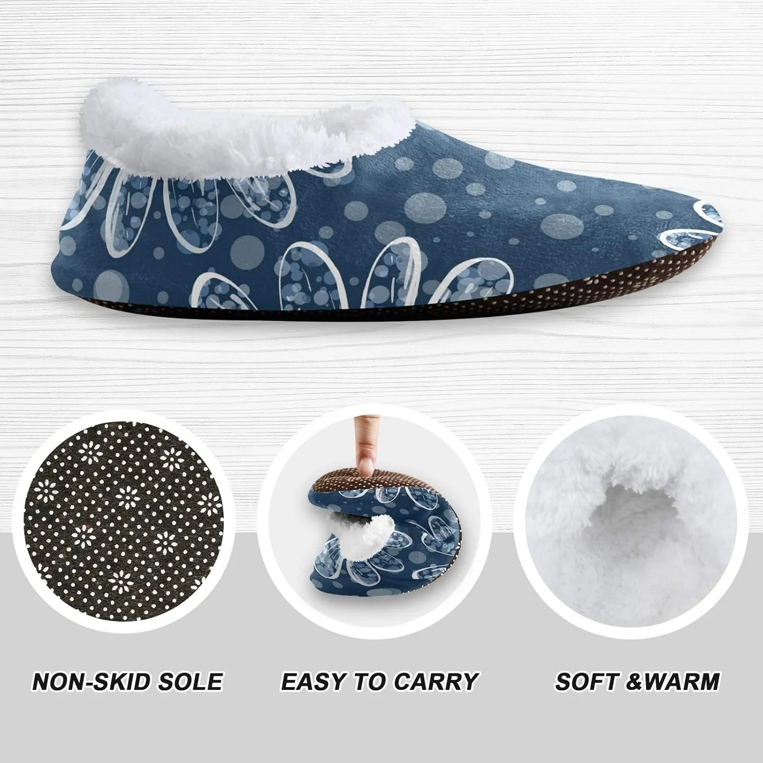 Unisex Fuzzy House Slippers Memory Foam Warm Slip Shoes Fur Lining M-XXL