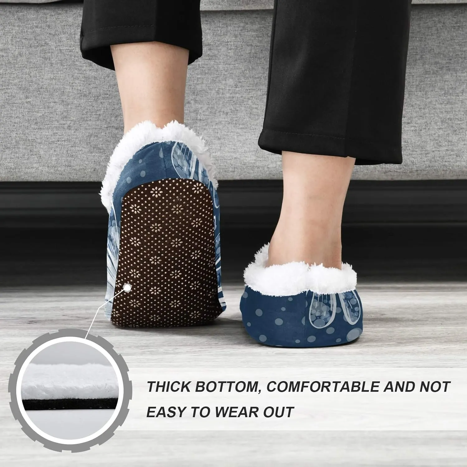 Unisex Fuzzy House Slippers Memory Foam Warm Slip Shoes Fur Lining M-XXL