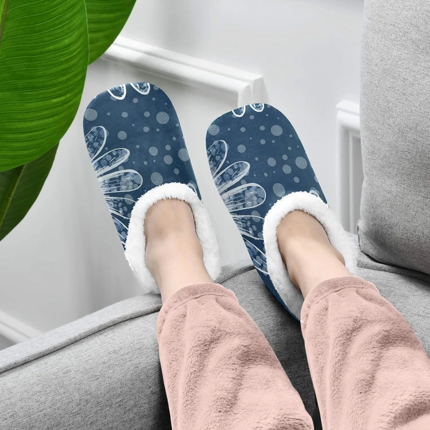 Unisex Fuzzy House Slippers Memory Foam Warm Slip Shoes Fur Lining M-XXL