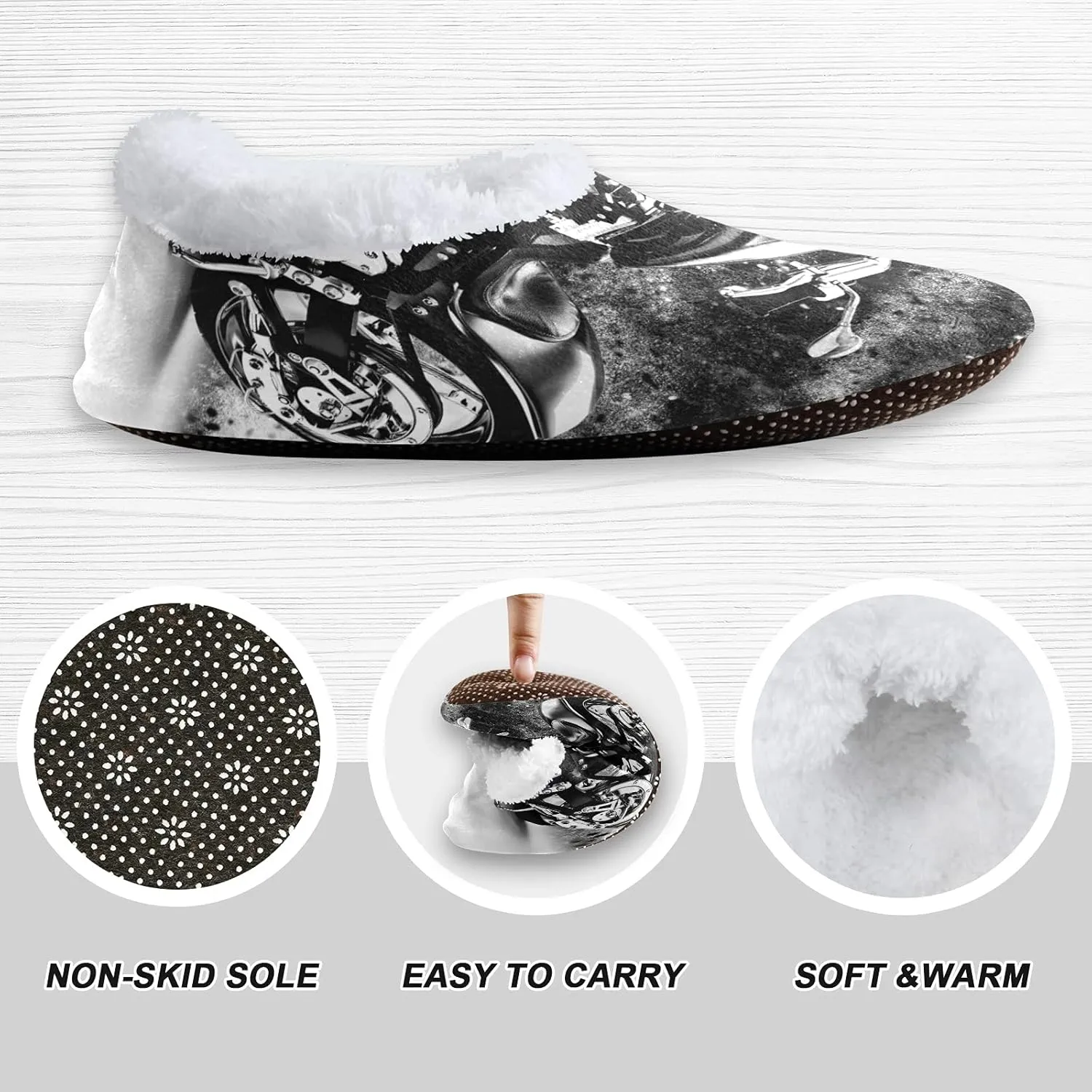 Unisex Fuzzy House Slippers, Warm Fur Lining Shoes, Non-Slip Memory Foam Slippers M-XXL