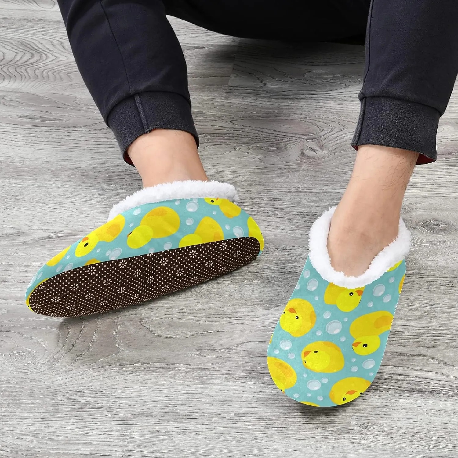 Unisex Fuzzy House Slippers, Warm Fur Lining Shoes, Non-Slip Memory Foam Slippers M-XXL