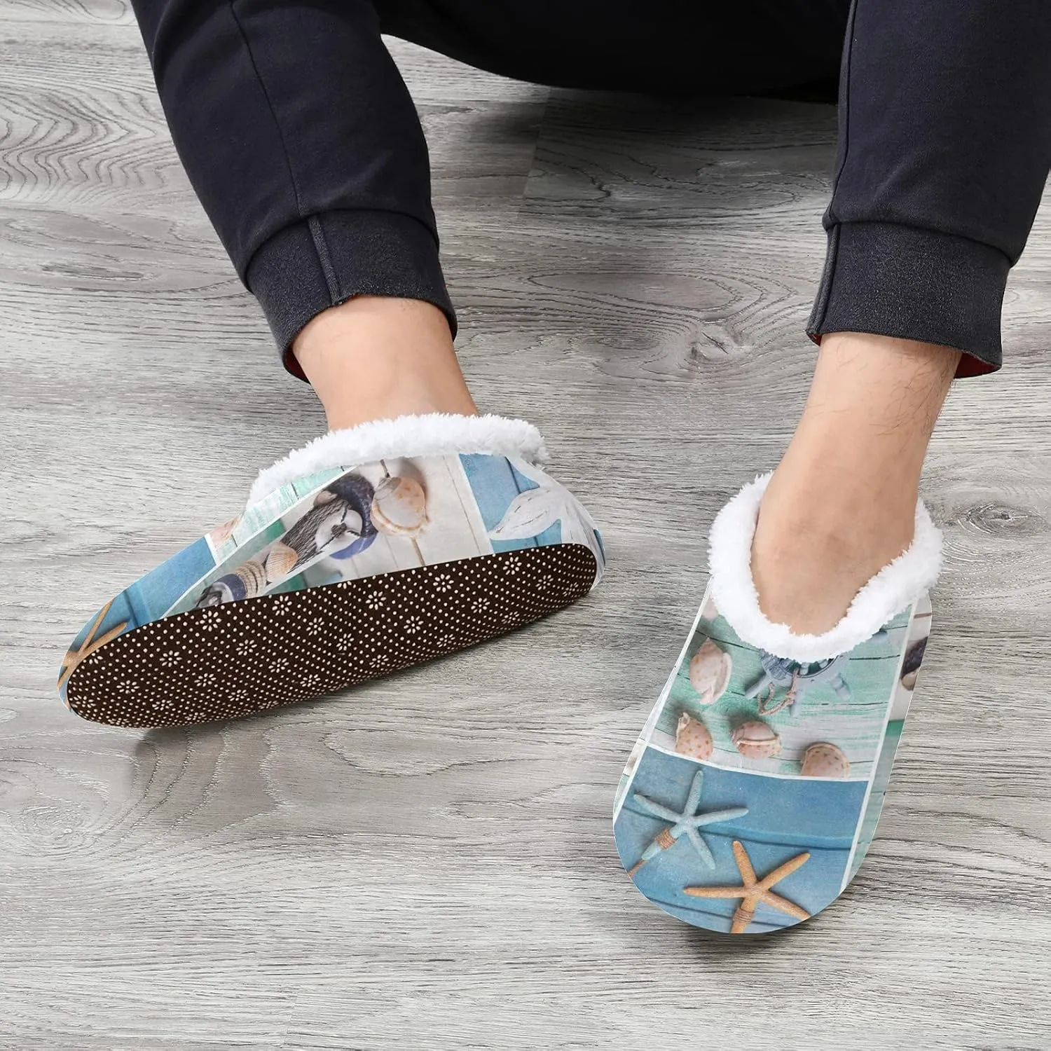 Unisex Fuzzy House Slippers, Warm Fur Lining Shoes, Non-Slip Memory Foam Slippers M-XXL