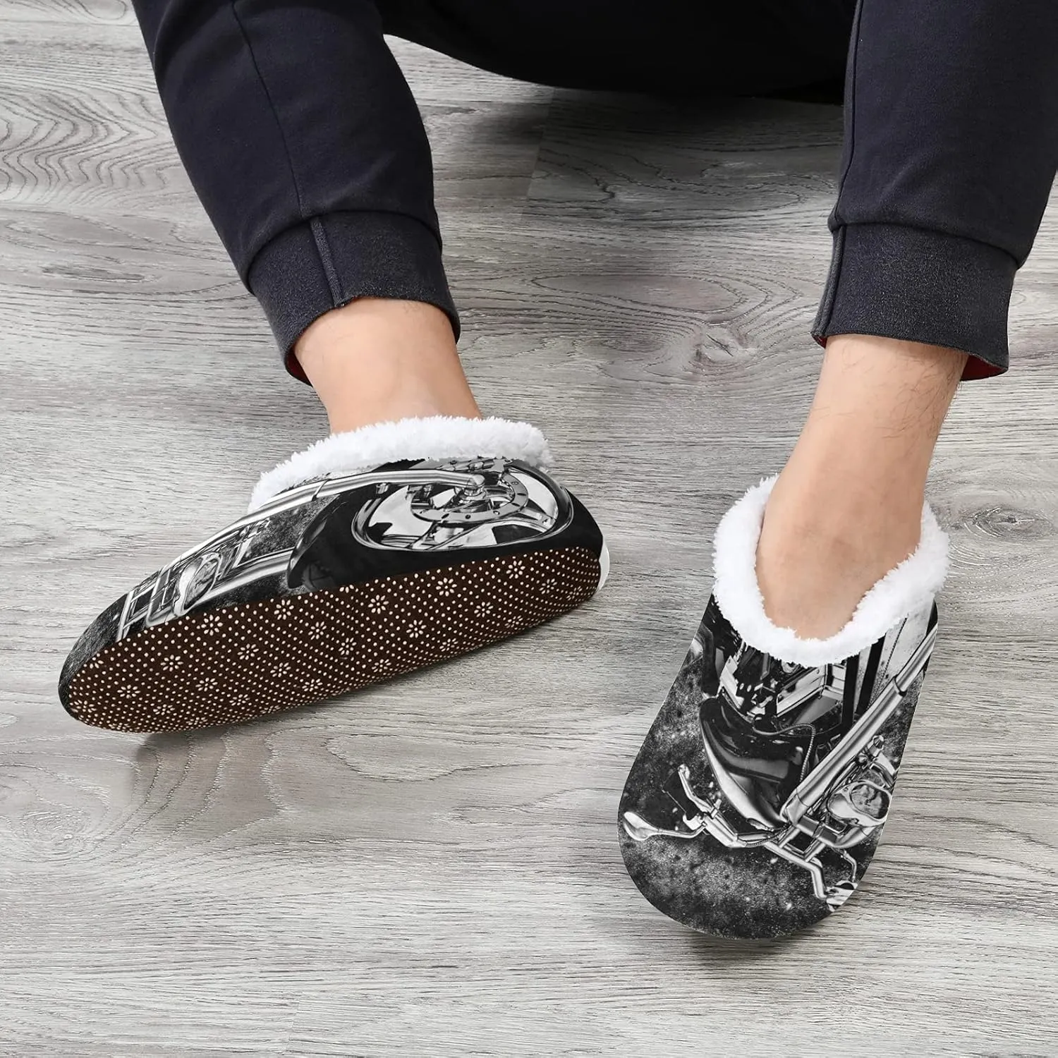 Unisex Fuzzy House Slippers, Warm Fur Lining Shoes, Non-Slip Memory Foam Slippers M-XXL