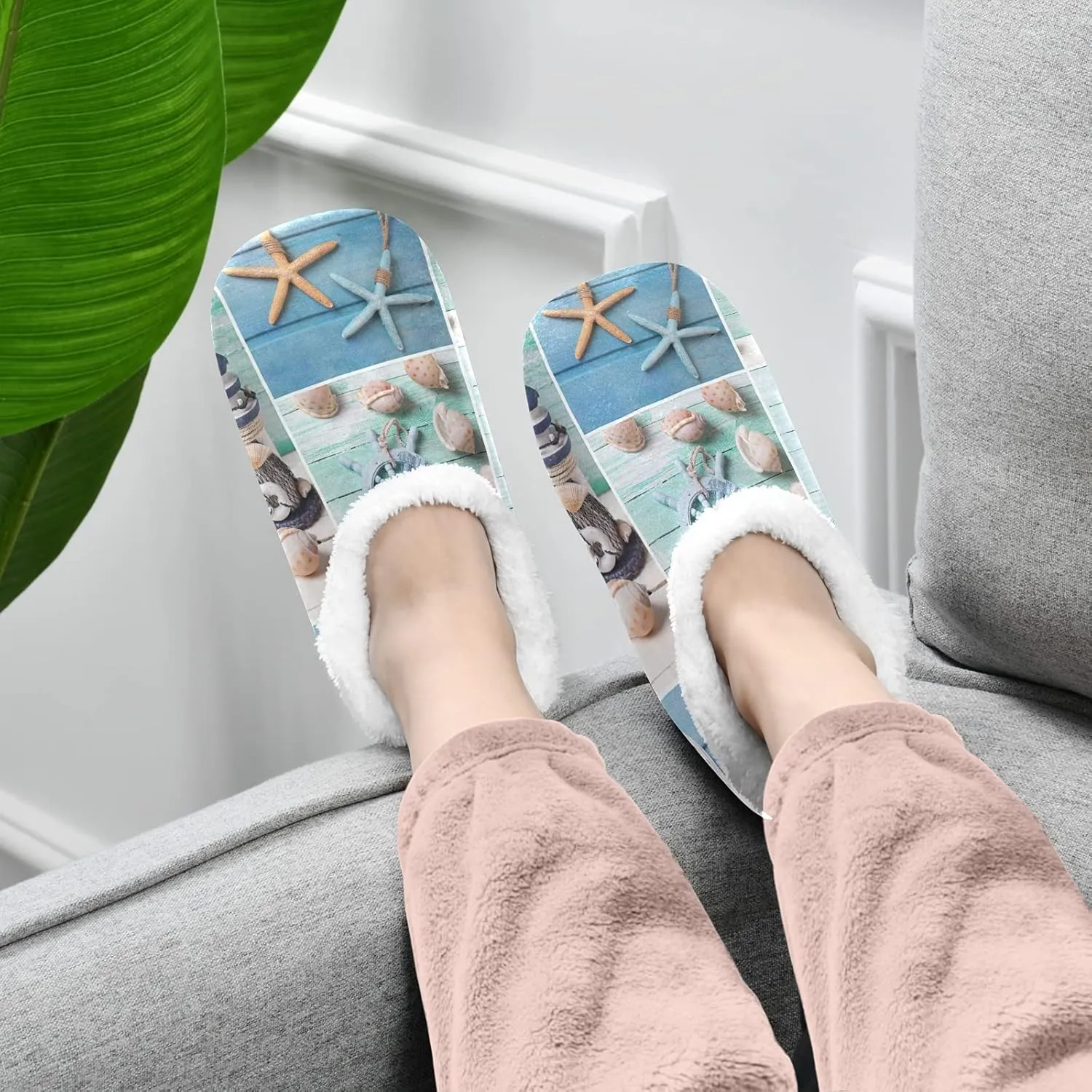 Unisex Fuzzy House Slippers, Warm Fur Lining Shoes, Non-Slip Memory Foam Slippers M-XXL