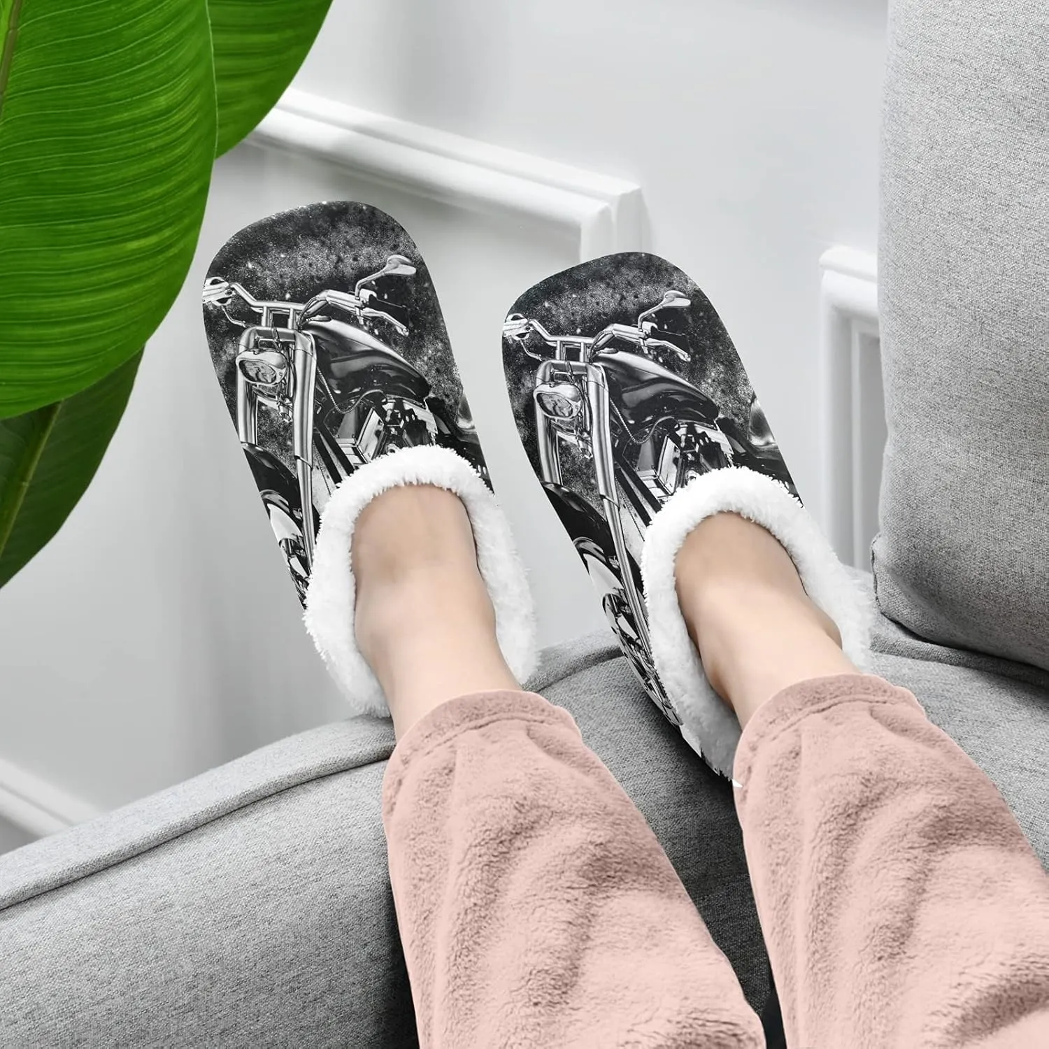Unisex Fuzzy House Slippers, Warm Fur Lining Shoes, Non-Slip Memory Foam Slippers M-XXL