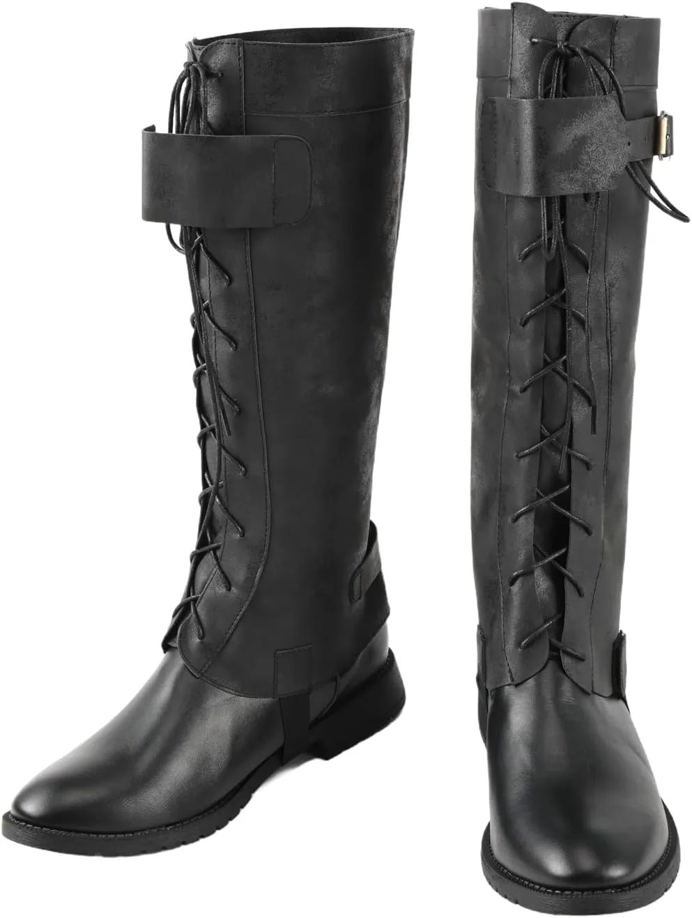 Unisex Pirate Boots Covers, Medieval Renaissance PU Leather Steampunk Boots Covers for Halloween Costume