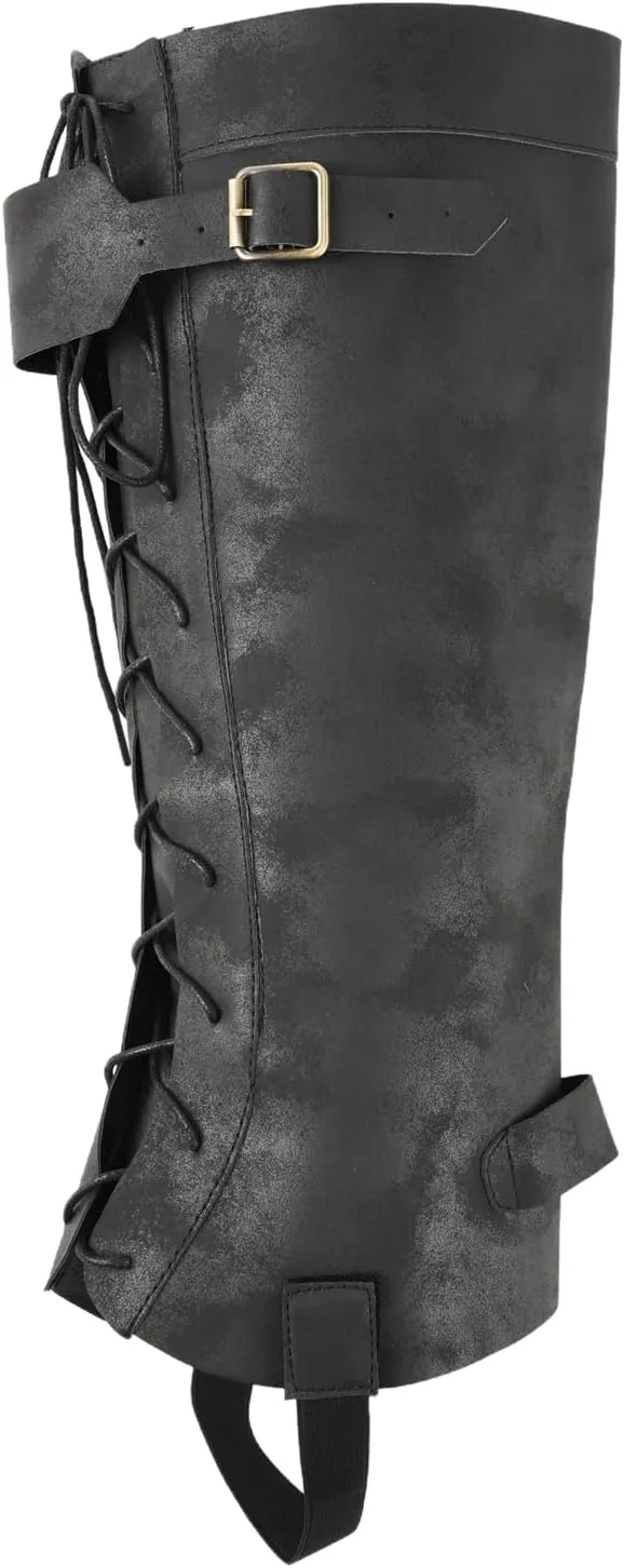 Unisex Pirate Boots Covers, Medieval Renaissance PU Leather Steampunk Boots Covers for Halloween Costume
