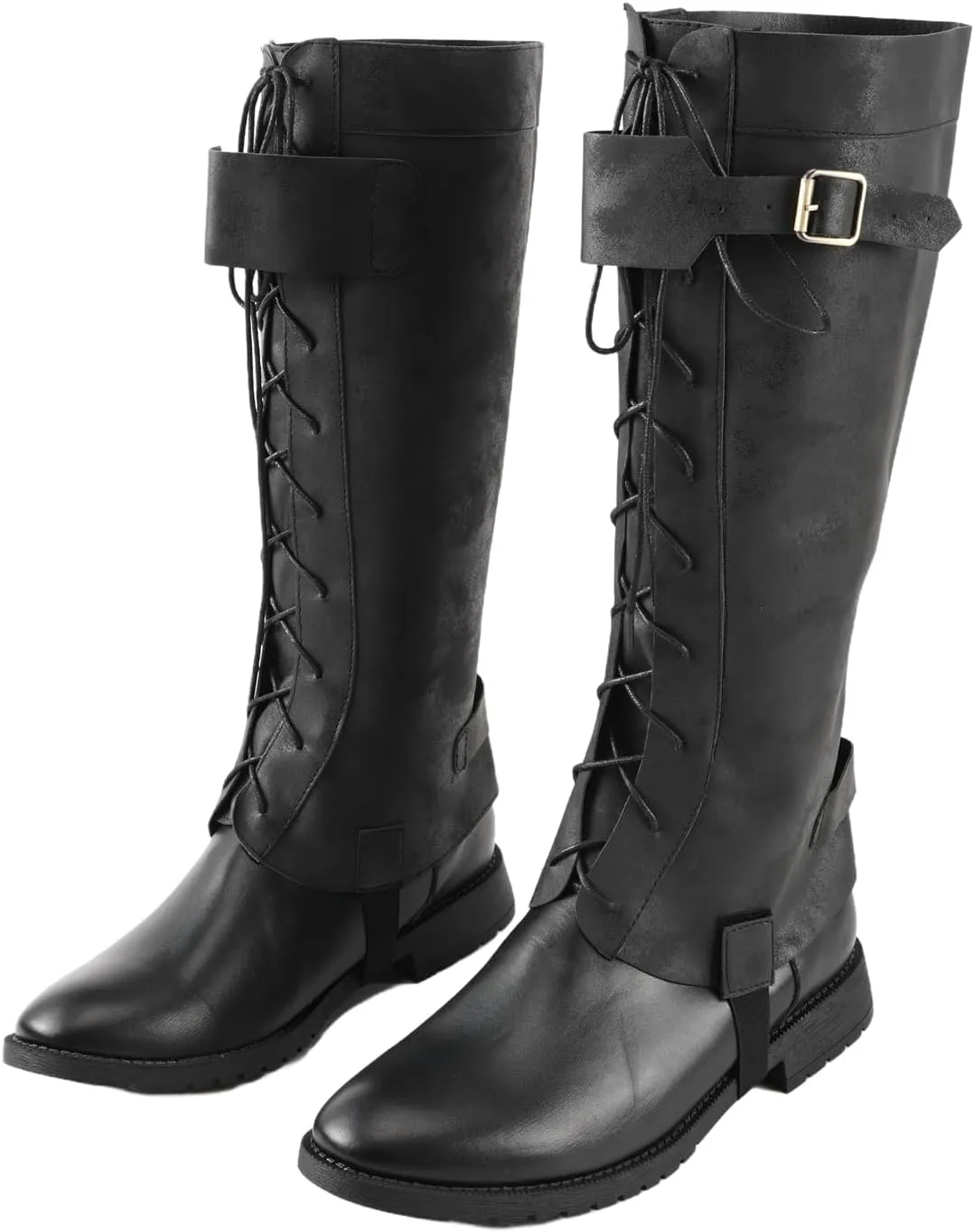 Unisex Pirate Boots Covers, Medieval Renaissance PU Leather Steampunk Boots Covers for Halloween Costume