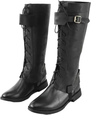 Unisex Pirate Boots Covers, Medieval Renaissance PU Leather Steampunk Boots Covers for Halloween Costume